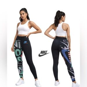 Nike Sportswear Retro Graphic Leggings Women’s Small Black High Rise